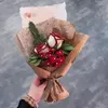 Dekorativa blommor handstickande vinglasformade thailändska rosbukett blandade tulpaner virkning vintage färdig artikel gåva för flickvänner
