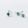 Studörhängen Trustdavis Real 925 Sterling Silver Earring Asymmetry Geometric Emerald Women Light Luxury Wedding Jewelry F140
