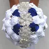 Bröllopsblommor Satin Ribbon Bridal Bouquets Diamond Artificial Flower Accessories Sweet 15 Quinceanera W228-4H