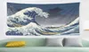 Tapisseries Great Wave Kanagawa Night Tapestry Hippie Mur suspendu Cax de café Mandala tissu boho6771676