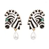 Stud Earrings 2024 Verklaring Animal Trendy Email Zebra voor vrouwen feestmode gesimuleerde pareljuwelen vintage geschenken