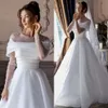 Iluzja szyi ślubnej eleganckie sukienki długie rękawy perełki detale designerskie sukienki ślubne ślubne