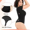 Kobiety body Shapers Seksowne żebrowane krótkie kwadratowe szyi Topy z czołgami w pasie talia Cincher Blow Control Butt Lifter Thong Shaper Corset Y240429