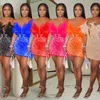 Fashion Womens Color Couleur en maillot Robe de jupe de plumes