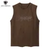 Vintage Mens Y2K Vest Letter Lavé Tops Summer High Street Punk Style Vest Hip Hop Unisexe T-shirts sans manches Streetwear 240429