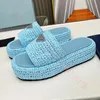 New Luxury Famous Designer Sandals Women Crochet weaving Thick bottom Platform Slides OG padded Slippers Sliders Womens Summer Beach Shoes Outdoor Sandal Size 35-41