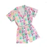 Clothing Sets Toddler Baby Girl Satin Matching Pajamas Set Big Sister Little Button Down Shirt Shorts 2 Piece Summer Sleepsuit
