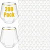 Plastikstammlosen Weinglas Schüttung 12 Unzen Diamond Whisky Cups Unzerbrechlich Einwegs einfacher Halt für weiße oder rote 200 -Pack -Bar 240429