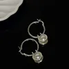 Fashion Simple Ttifeeny Earrings Versatile 2024 New Hollow Pearl Fashionable and Personalized with Small Unique Design