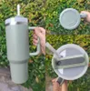 40oz d'espace de bouilloire Handle d'eau Grande capacité de voyage de voyage portable extérieur continue de boire des bouteilles d'eau froide avec un couvercle et une paille de poignée en silicone