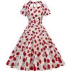 Feestjurken vrouwen spinnen bloem casual jurk 2024 zomer korte mouw retro gewaad 60s 50s vintage rockabilly swing vestidos