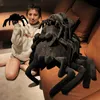 Yaratıcı Siyah Örümcek Oyuncak Peluş Bebek Simülasyonu Siyah Örümcek Bebek Şakası Şakası Props Cadılar Bayramı Hediyesi