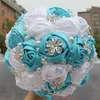 Bröllopsblommor Silk Ribbon Bridal Buquets Simulation Flower Supplies de Noiva Rhinestones Quinceanera W224