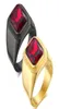 N321 Prezenty modowe Biżuteria Złota Czarna Wybierz stal ze stali ze stali nierdzewnej Punk Gothic Red Klejnoty Ruby Large Stone Band Pierścień Women Men 8118093791