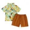 Ensembles de vêtements Summer Boy Cotton Casual Children's Wear Baby Boys Boys Fruree Print Shirt Short Pantal