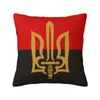 Oreiller stylisé Tryzub et couverture noire rouge Choseau doux caisse de drapeau ukrain