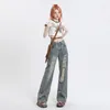 Jeans pour femmes vêtements pour femmes American Retro Style Highwaist Streetwear lavé Ripped Spring Summer Spice Girl Girl Pantal