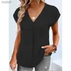 T-shirt pour femmes S-3xl Womens T-shirt en vrac Couleur Cound Batwing Bouton à manches courtes Top en V Vanage en V V Fomes Zipper Top Summer Dresswx