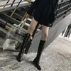 ブーツ春秋の韓国スタイルファッションの高さシックなメタルジッパーの女性膝高長い乗馬冬のぬいぐるみ