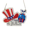 7月4日パーティーハンギングサイン愛国的な独立記念日プラークドア木製の壁吊り飾りZZ