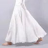 Skirts Summer Linen Cotton 15 Colors Long For Women Korean Fashion Elastic High Waist Pleated Umbrella Skirt Casual Simple