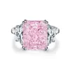 Anéis de banda wong chuva 925 esterlsilver esmagado gelo corte rosa safira de alto carbono diamante gemito jóias finas rwholesale j240429