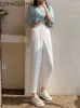 Pantaloni da donna primaverile Donne casual in alto in vita streetwear signore coreano caviglia verde lunghezza estate sciolte pantaloni tagliati larghi