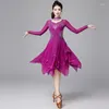 Stage Draag Latin Dance Dress Women Sexy Tassel Fringe Parrens Salsa Allroom Tango Cha Rumba Samba -jurken Rave Outfits Dancewear