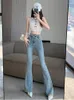 Frauen Jeans Streetwear Flare für Frauen hellblau Schnüren-up hohe Taille Hosen Mutter Elastizität Koreanische sexy Pantalone Damen Denimhose