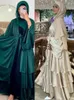Etniska kläder eid abayas för kvinnor muslimska satin 3 lager jalabiya ramadan robe tårta klänning kaftan långa klänningar vestido largo cardigan