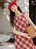 Abiti casual Mishow Wool Blend Plaid per donne inverno in lana di lana di lana midi a-line giutrioni da donna coreana vintage donna mxc58l1621