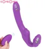 Strapless Strapon Dildo Vibrator voor koppels Vrouwen Dubbele vibrerende G Spot volwassen seksspeelgoed voor lesbische afstandsbediening USB Vibrator Y1492143