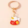 مفاتيح حبل الحبل لطيف الثروة القطة سحر مفتاحية محظوظ حقيبة اليابانية ساكورا keychain قلادة المرأة الهدية المصنوعة يدويا هدية Q240429