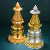 Estatuetas decorativas 22 cm de cobre puro bodhi stupa torre requintada escultura escultura auspiciosa símbolo lótus base vajra inferior decore pagoda