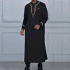 Etnische kleding Arabische kaftan mannen gewaad Midden -Oosten moslim ronde nek met lange mouwen met ritssluiting casual Burqas islamitische Abaya -stijl