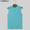 Herren Tanktops Incerun 2024 Koreanischer Stil hübsche Männer gestrickt solide All-Match-Einfache Westen lässig Streetwear Männlich männlich enge Top S-5xl