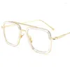 Solglasögon ramar dekorativa glasögon unisex kändis stil fyrkant genom transparent recept glasögon ram klar lins optisk glasögon