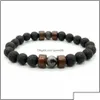 Bedelarmbanden bedel armbanden natuurlijke lava rotssteen kralen streng armband mem unisex houten kraal essentiële olie diffuserbrakebeletten f dhp8h