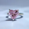 Cluster Rings 2024 925 Silver 10 Heart Shaped Pink Diamond High Carbon Ring Fashion Simple