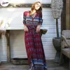 Casual jurken Pullabo Boheemse printstrandjurk lange mouw hippie chic maxi vakantie een size bandage vakantie Vestidos