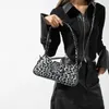 Bolsa de axil de estilo francês para mulheres marrom preto leopardo bolsa embreagem feminina vintage PU couro crossbody bolsas versáteis 240425