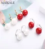 Maikale Simple White Red Pearl Earrings Gold Silver Color Big Ball örhängen med Pearl Drop For Women Girl Jewelry Gift5326921