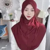 Etnische kleding H124 Volwassenen Hoge kwaliteit Big Size Muslim hijab sjaal met kin gedeelte Islamitische hoofddoekhoeden Armia trekt op de hoofdpool tulband