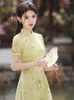 Etniska kläder Sexiga blommor kvinnor aodai cheongsam traditionell kinesisk mandarin krage qipao elegant mantel klänning vintage kvällsfest klänning