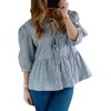 Bluzki damskie Hzdazrl Kobiety S Lets Letnie Tops Letne krawat z przodu Y2K Cute T Shirt Casual Babydoll Peplum