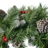 Fiori decorativi pollici artificiale ghirlanda di Natale a abete miscelata con rami smerigliati bacche rosse e pineconi verdi/euc.