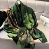 Spring Scarf Womens Luxury Design Silk Smooth Soft Muslim Headband Shawl Beach 85x180cm 240425