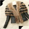 Womens Fur Faux Autumn Winter Coat Jacket Female Slim Fit Pu Leather Coats Fluffy Outerwear Jackets 211019 Drop Delivery Apparel Cloth DHWKV