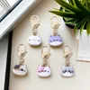 Keychains Lanyards Cute cartoon cat keychain metal enamel kitten keychain womens fashion headphone box pendant backpack charm best gift Q240429