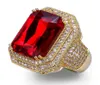 mens ring vintage hip hop jewelry ruby Zircon iced out copper ring High grade luxury for lover wedding fashion Jewelry whole1286611538844